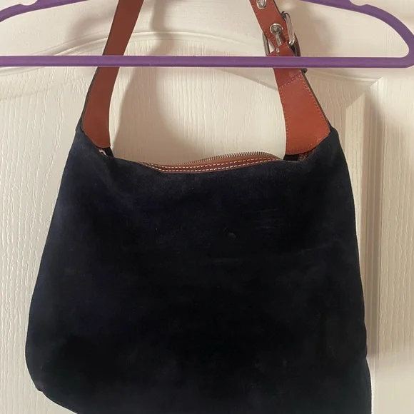 Dooney & Bourke Navy Suede Shoulder Bag - Picture 3 of 10